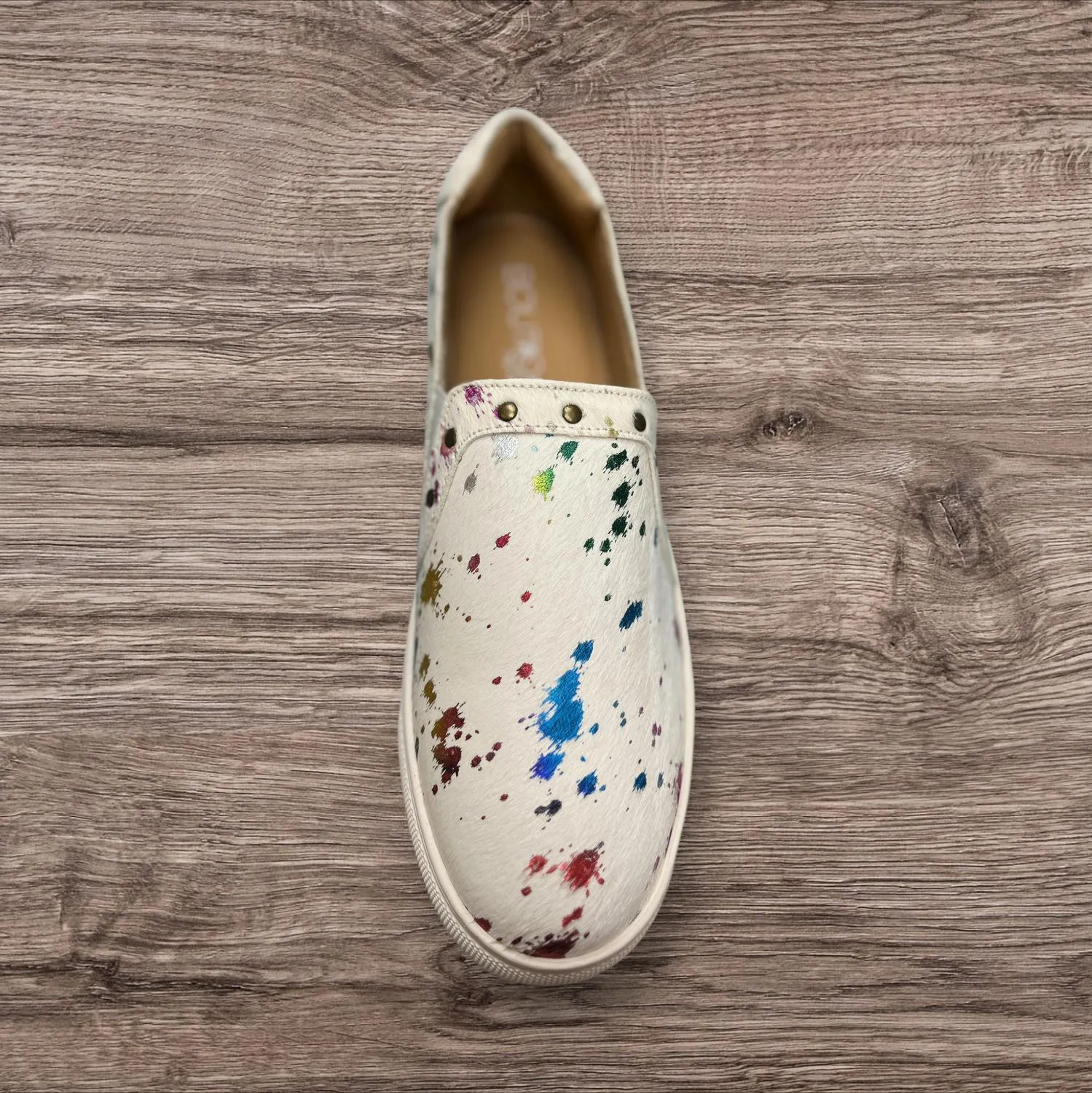 Adjustable Pine Tar Rainbow Cowhide Sneakers In White