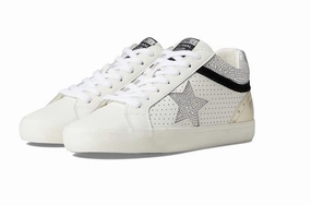 Women's Bounce Rhinestone High Tops Sneaker In White/silver Ergonomic Footbed Design