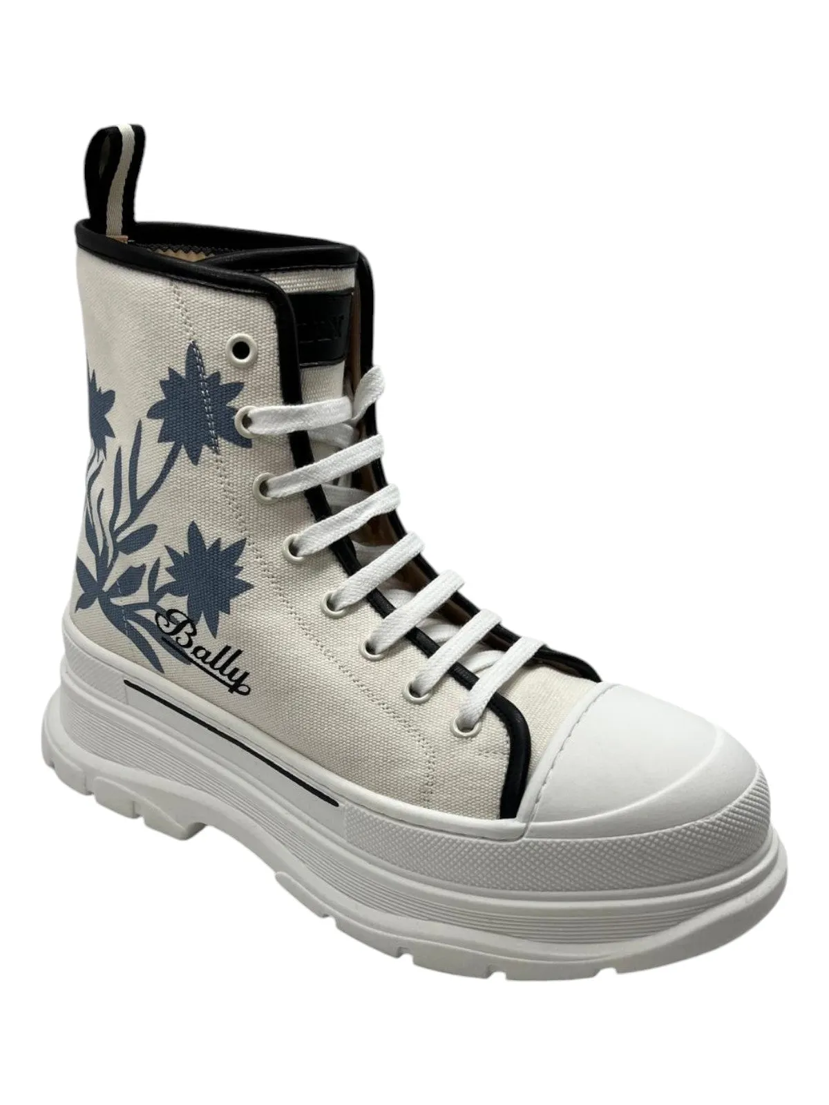 Ultra Responsive Cushioning Heel counter Bally Fyon 6302341 Women's Bone Cotton Chunky Soled Lace-Up Sneakers