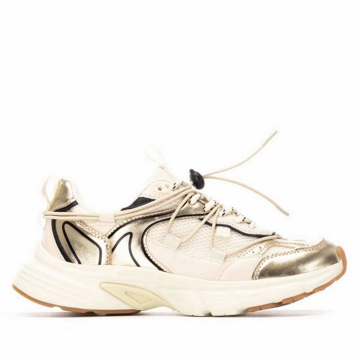 Women's 144534 Round Toe Sneakers In Gold Traction Optimized Grip No Friction