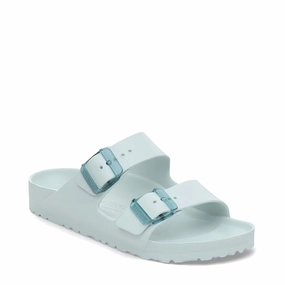 Calm Step Beach Walks Birkenstock Women's Arizona EVA Stealth Buckle Sandal in Surf Green