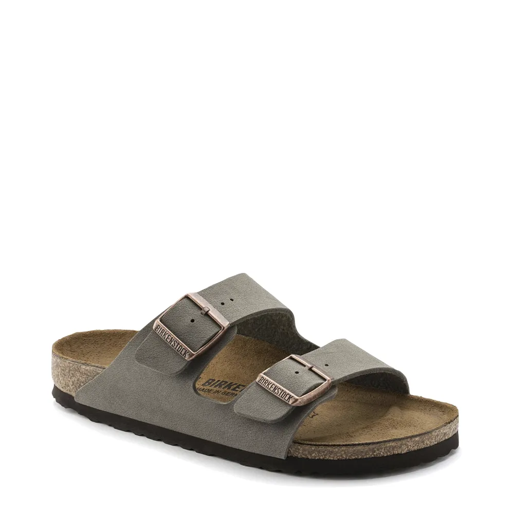 Birkenstock Arizona Birkibuc Sandal in Stone Grey Cliff Jog Sustainable Leather