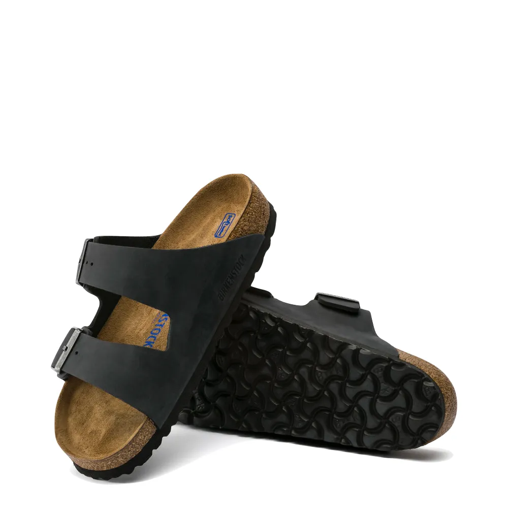 Coast Jog Birkenstock Arizona Oiled Leather Soft Footbed Sandal in Black