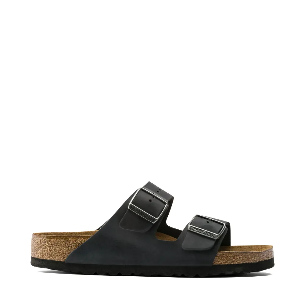 Birkenstock Arizona Oiled Leather Soft Footbed Sandal in Black Minimalist Aesthetic