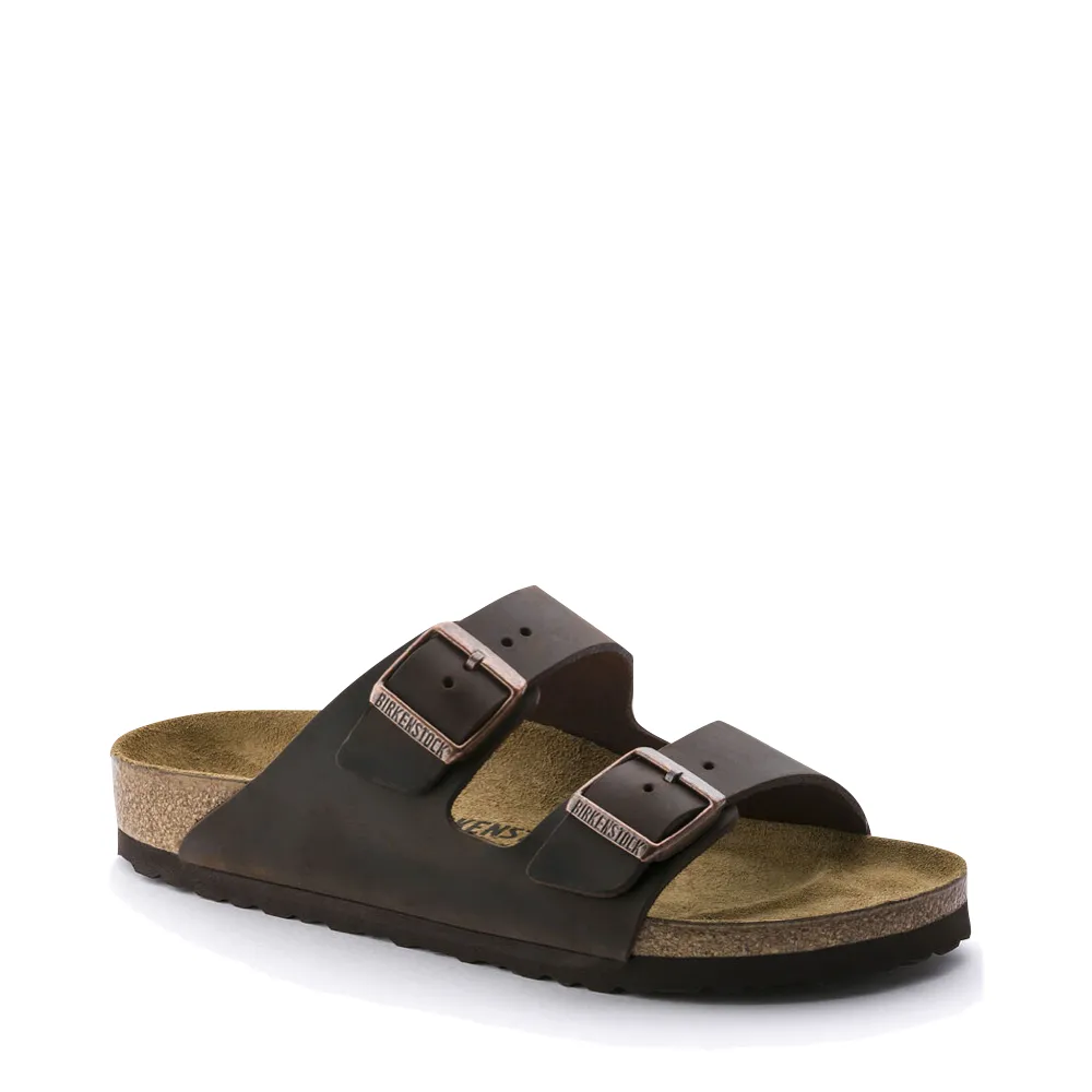 Pastel Soft Birkenstock Arizona Oiled Leather Soft Footbed Sandal in Habana Brown