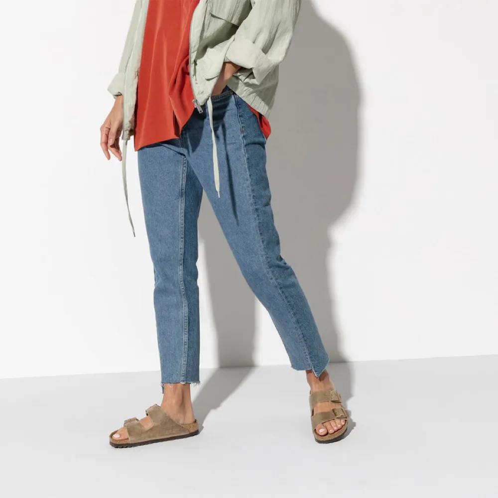 Japan Line Birkenstock Arizona Oiled Leather Soft Footbed Sandal in Tobacco Brown