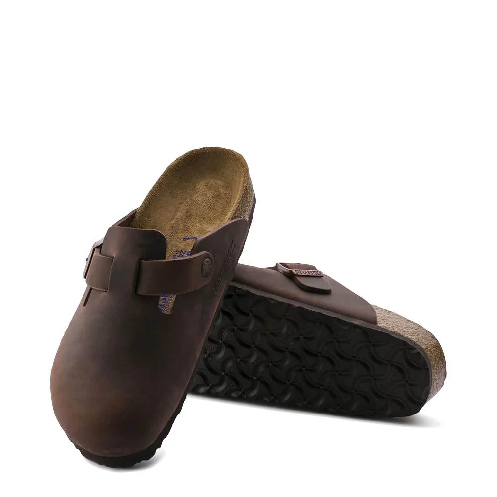 Birkenstock Boston Soft Footbed Oiled Leather Clog in Habana Brown Minimal Build Punch Step