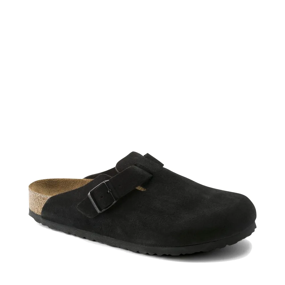 Birkenstock Boston Suede Soft Footbed Clog in Black Odor Control Technology Urban Move Pro