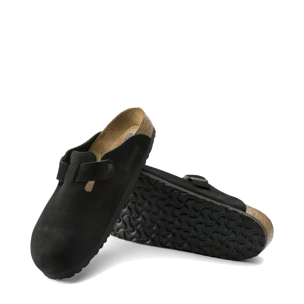 Birkenstock Boston Suede Soft Footbed Clog in Black Light Travel
