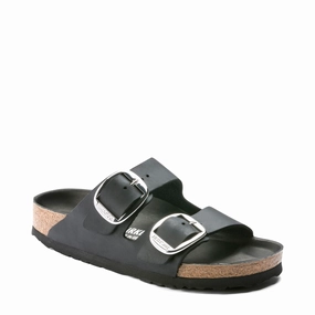 Flex grooves Birkenstock Arizona Oiled Leather Big Buckle Sandal in Black