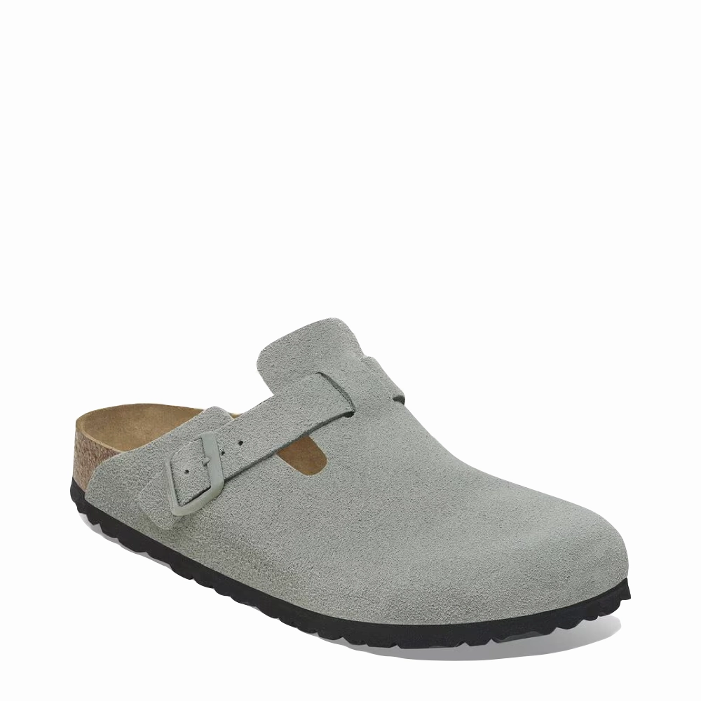 Birkenstock Boston Suede Soft Footbed Clog in Pure Sage Effortless Look