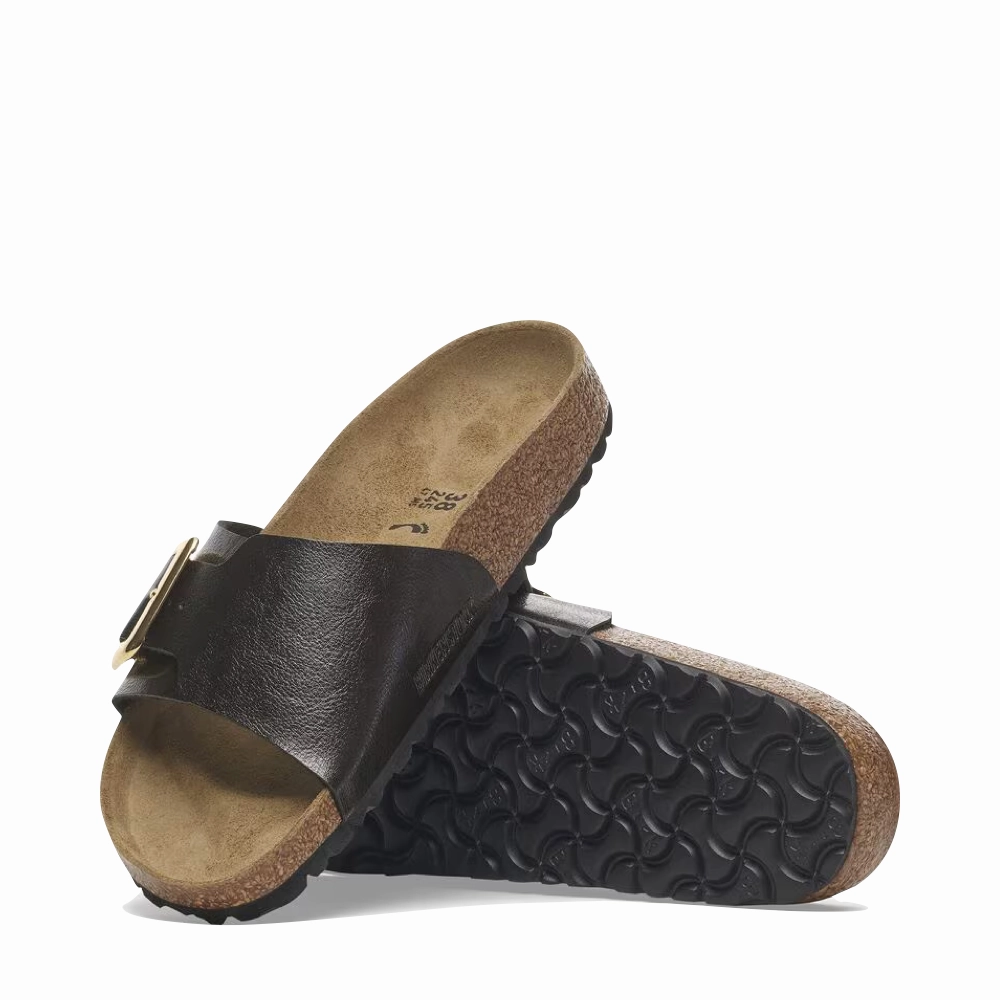 Quick Travel Ventilation Channel System Birkenstock Women's Catalina Luxe Buckle Birko-Flor Sandal in Graceful Licorice