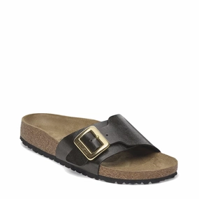 Smooth ride Birkenstock Women's Catalina Luxe Buckle Birko-Flor Sandal in Graceful Licorice