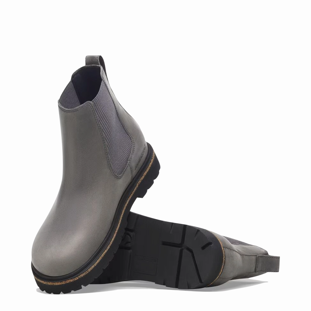 Birkenstock Women's Highwood Leather Pull On Chelsea Boot in Graphite Outdoor Errands foam