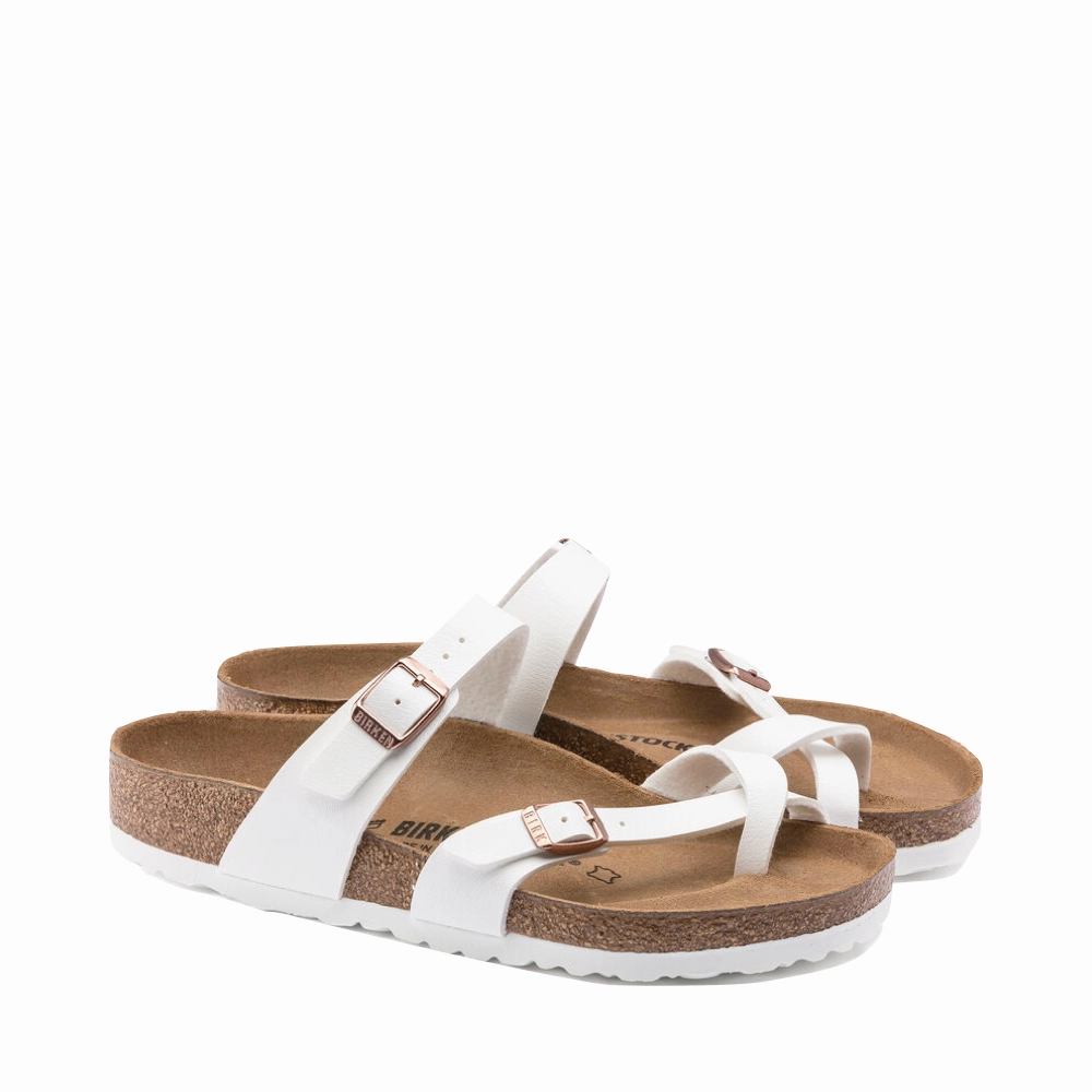 Sun Step Pasture Hike Birkenstock Women's Mayari Birko-Flor Toe Loop Sandal in White