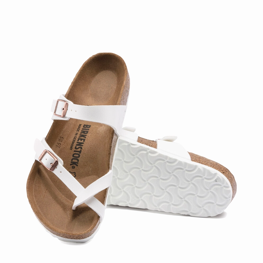 Birkenstock Women's Mayari Birko-Flor Toe Loop Sandal in White Outdoor Ease