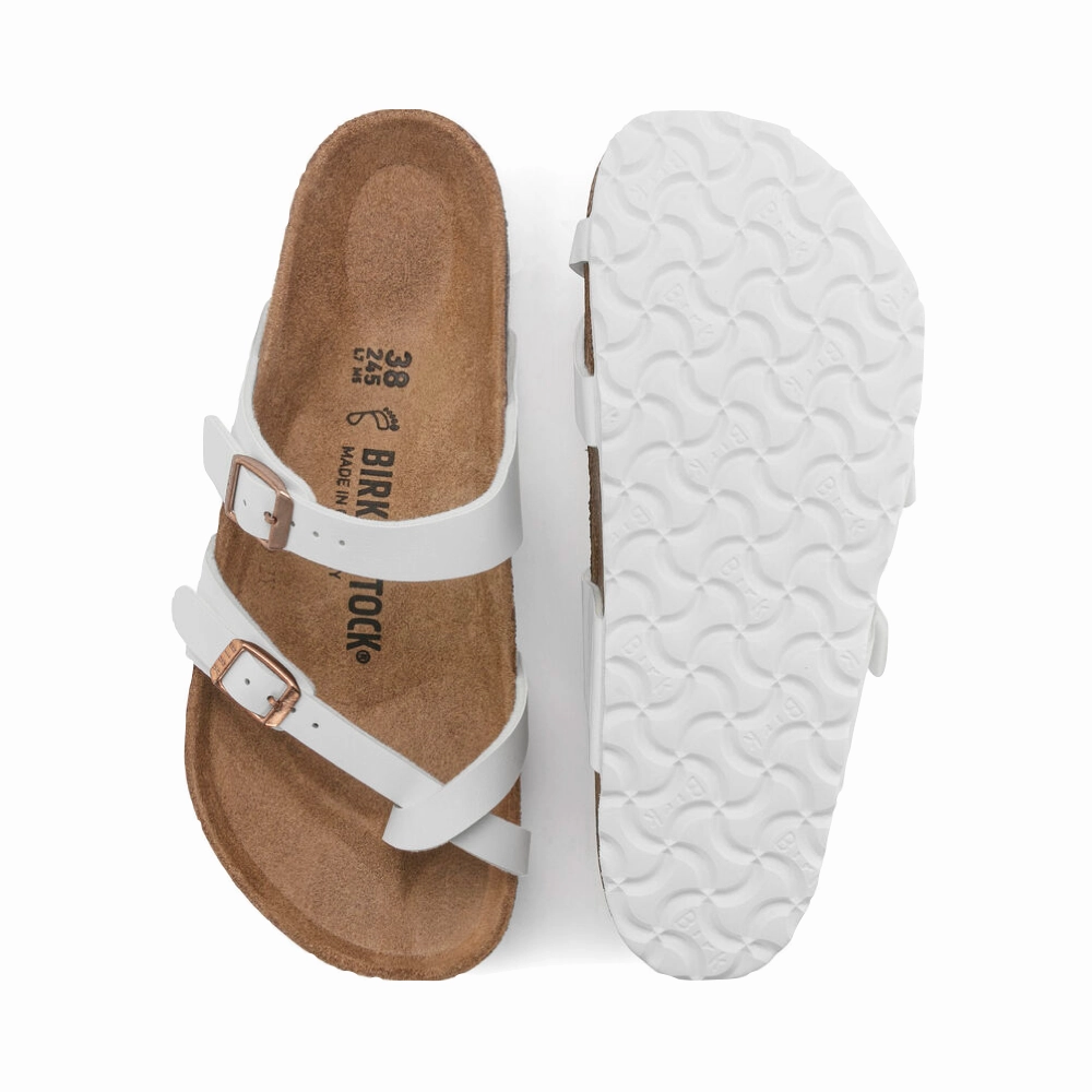 Birkenstock Women's Mayari Birko-Flor Toe Loop Sandal in White Kick Off Sport Ready