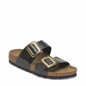 Birkenstock Women's Sydney Luxe Buckle Birko-Flor Sandal in Graceful Licorice Antistatic slim fit