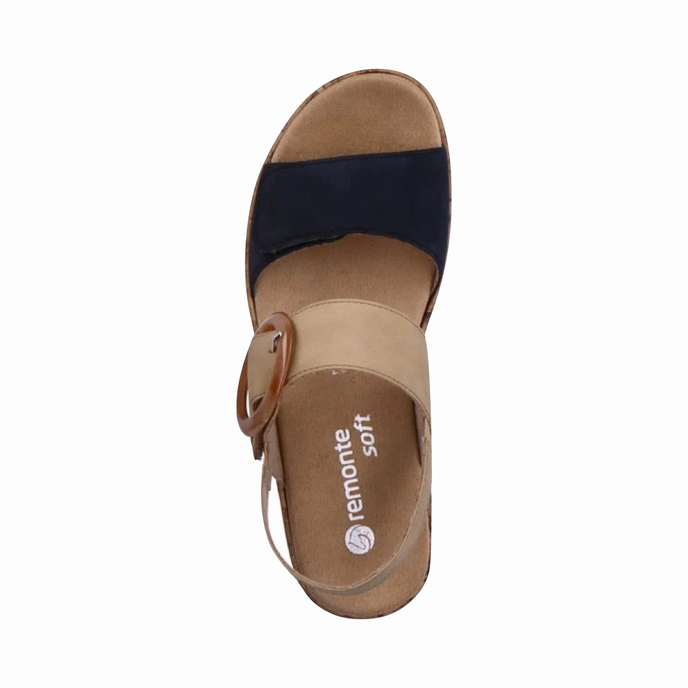 Buckle Detail Current Hike Remonte Women's Jocelyn 53 Sandal in Blue/Sand