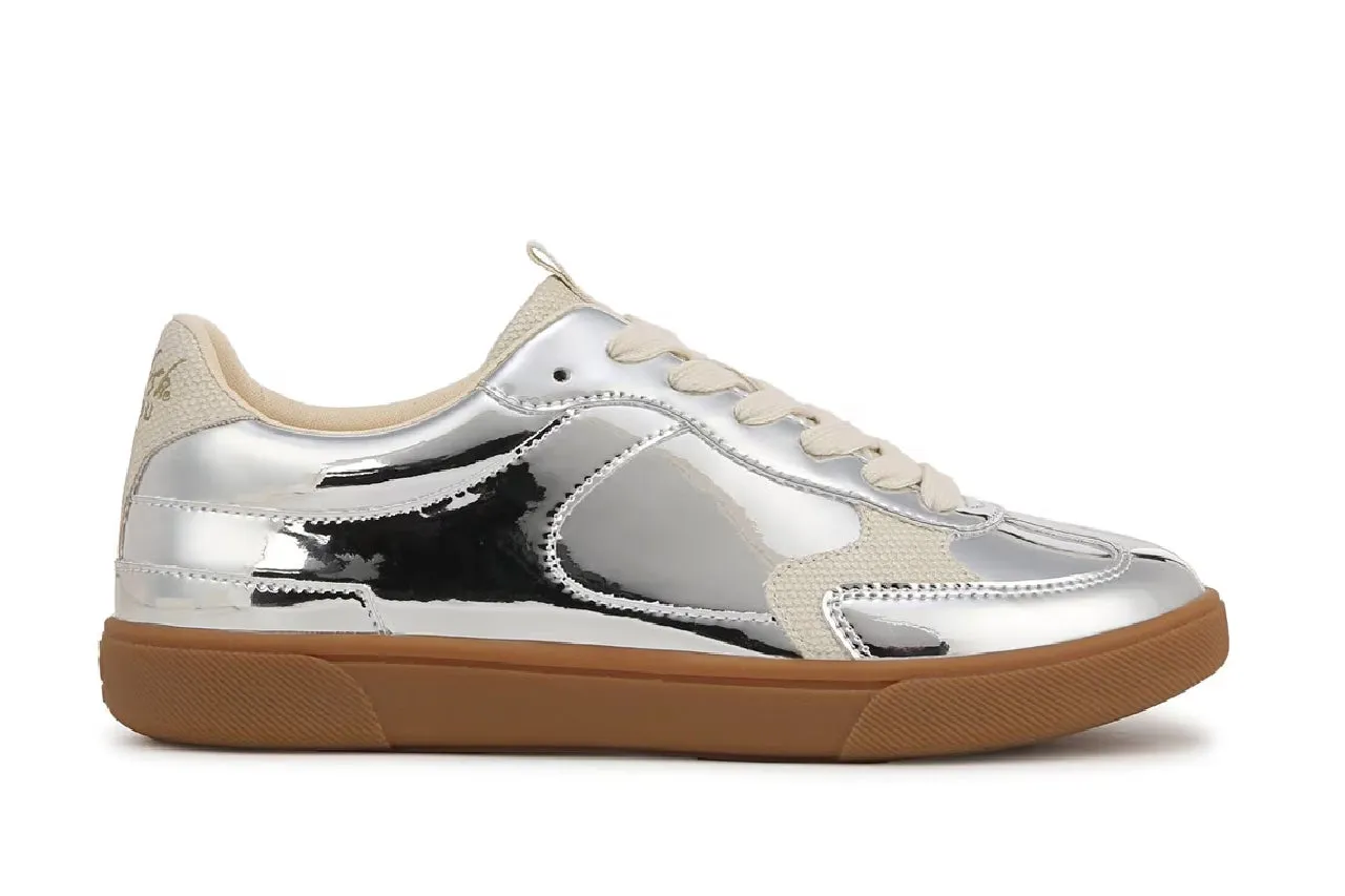 Blowfish Malibu Womens Silver Lace-Up Sneakers - Tastic Adaptive Cushion Stack