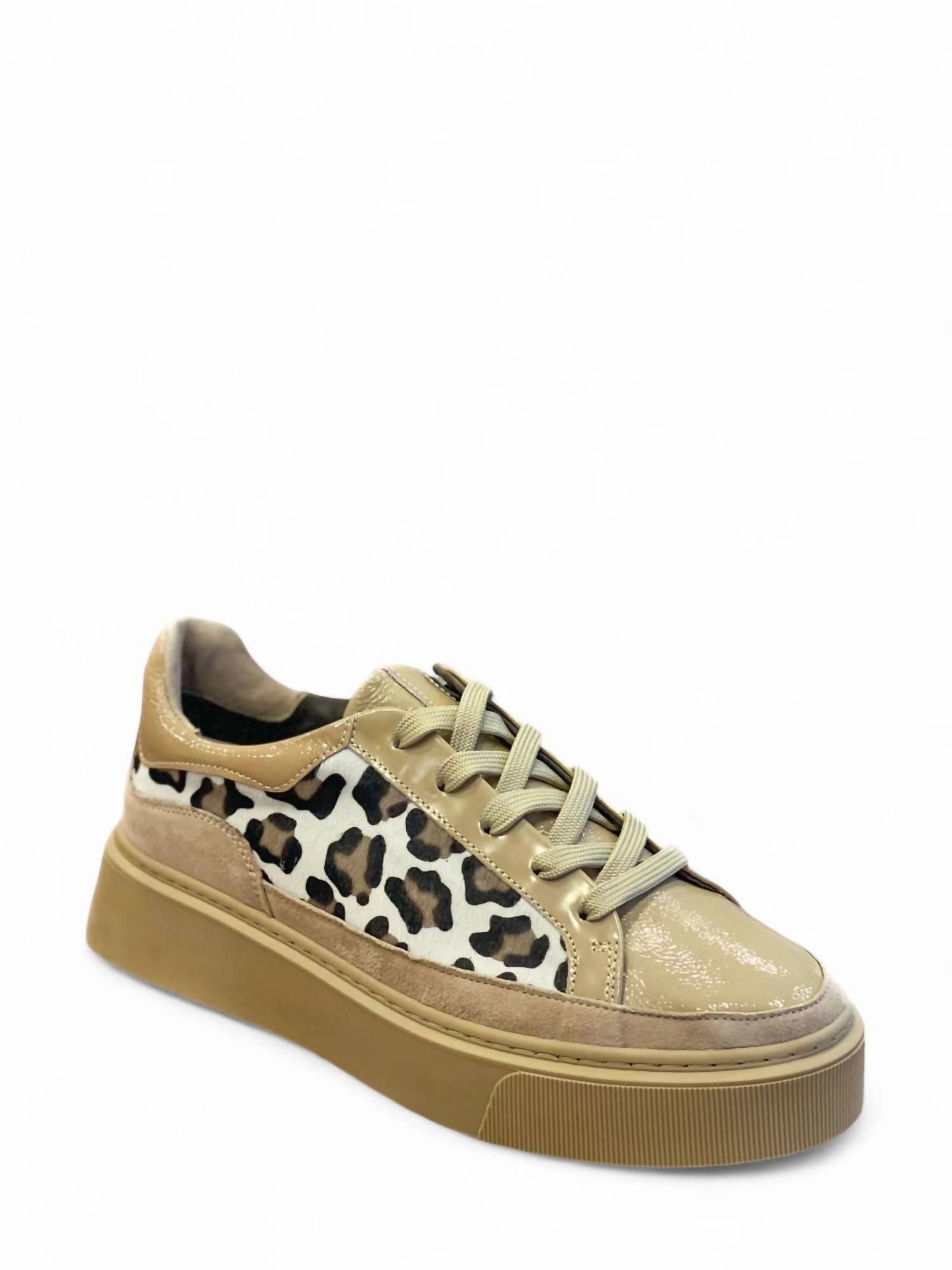 Women's Tania Sneaker In Camel And Leopard Temperature Regulating Everyday Use