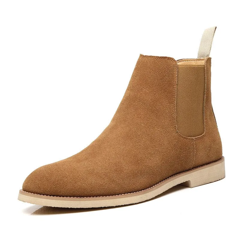Low Rise Classic Cap Toe Style Bolzaney - Classic Suede Chelsea Boots For Men