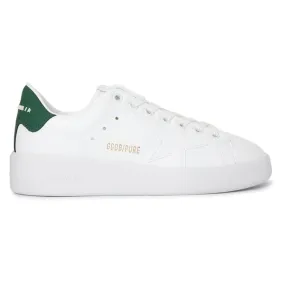 Golden Goose Purestar White Star and Matte Green Heel Tab Women's Sneakers Minimal Stitch Handcrafted Detailing