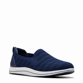 Clarks Women's Breezey Izzy Slip On in Navy Road Trip