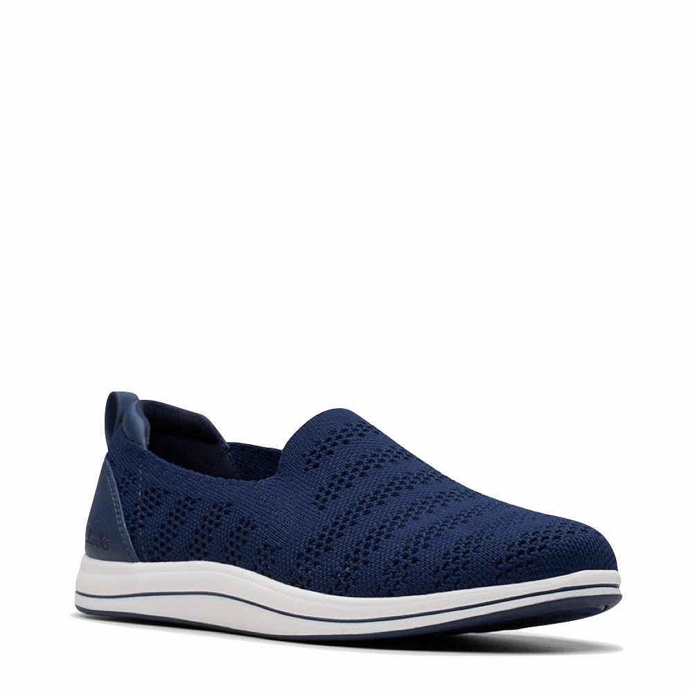 Clarks Women's Breezey Izzy Slip On in Navy Road Trip