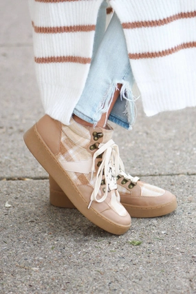 Outdoor Ready Women's Kaia Plaid Sneaker In Beige