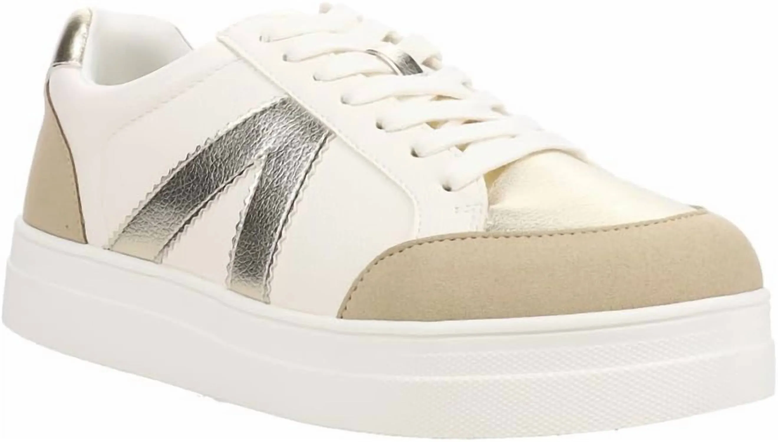 Stitchless Construction Textured Grip Surface Women's Astra Sneaker In White/gold