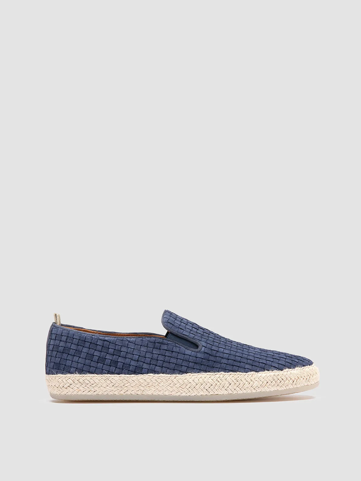 BOWLINE 001 - Navy Woven Espadrille Shoes Minimal Outfit Sharp Detail