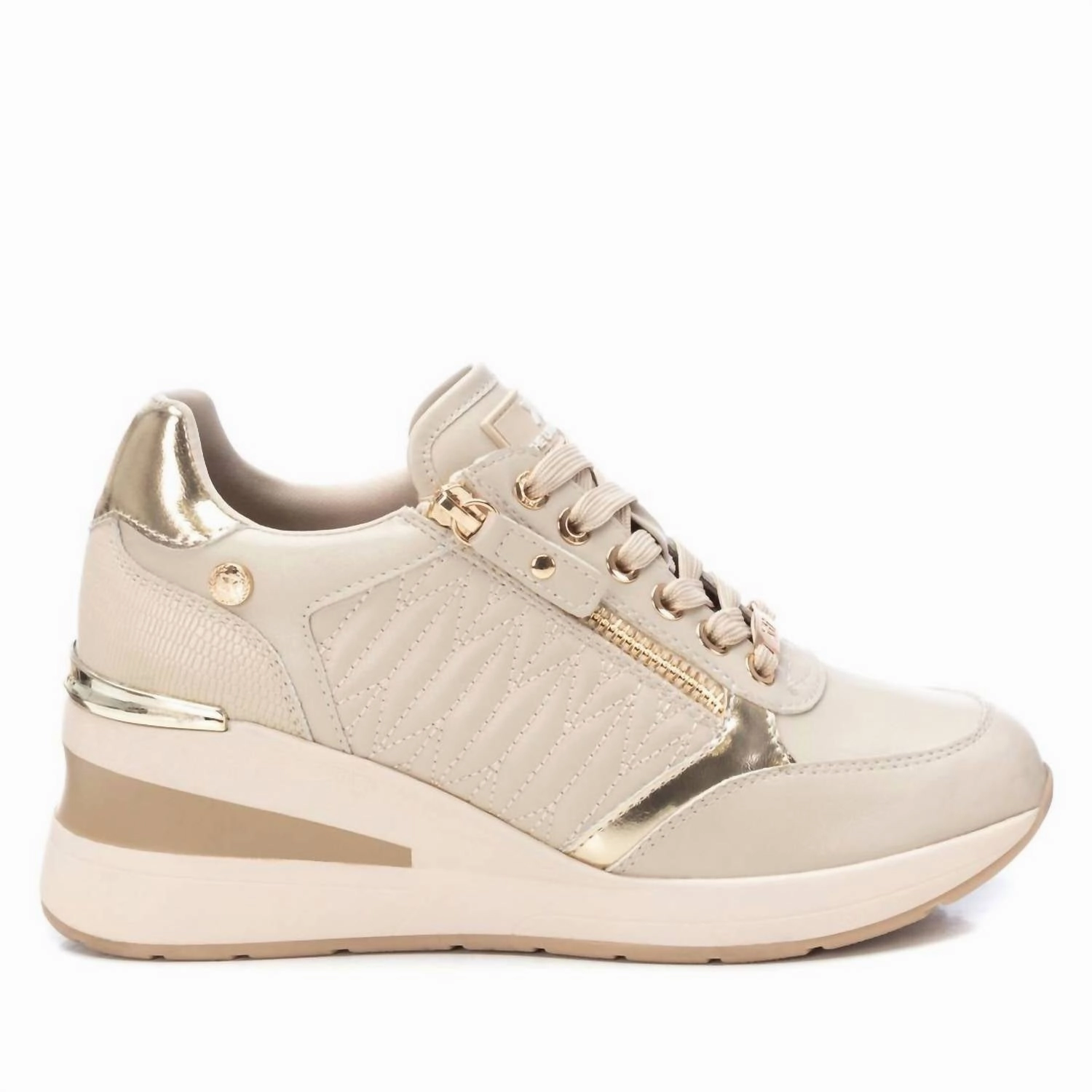 Women's Trainer Sneakers In Beige Comfortable Wear Dual Density Foam