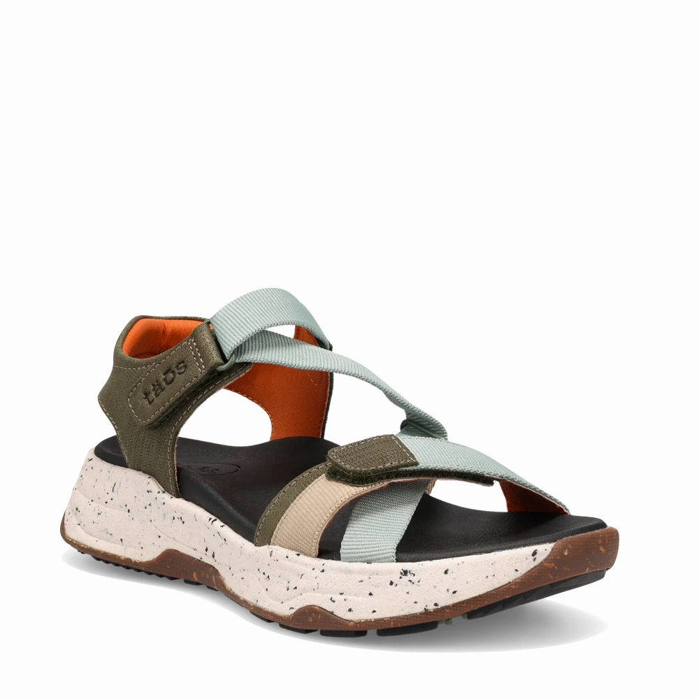 Taos Women's Super Z Sandal in Sage/Olive Multi On demand Rubber   sole