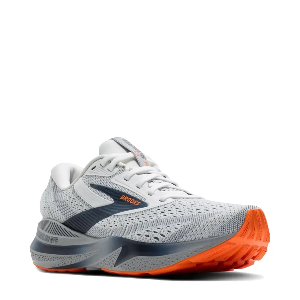 Brooks Men's Adrenaline GTS 24 Sneaker in White/Peacoat/Alloy Light Comfort Business casual