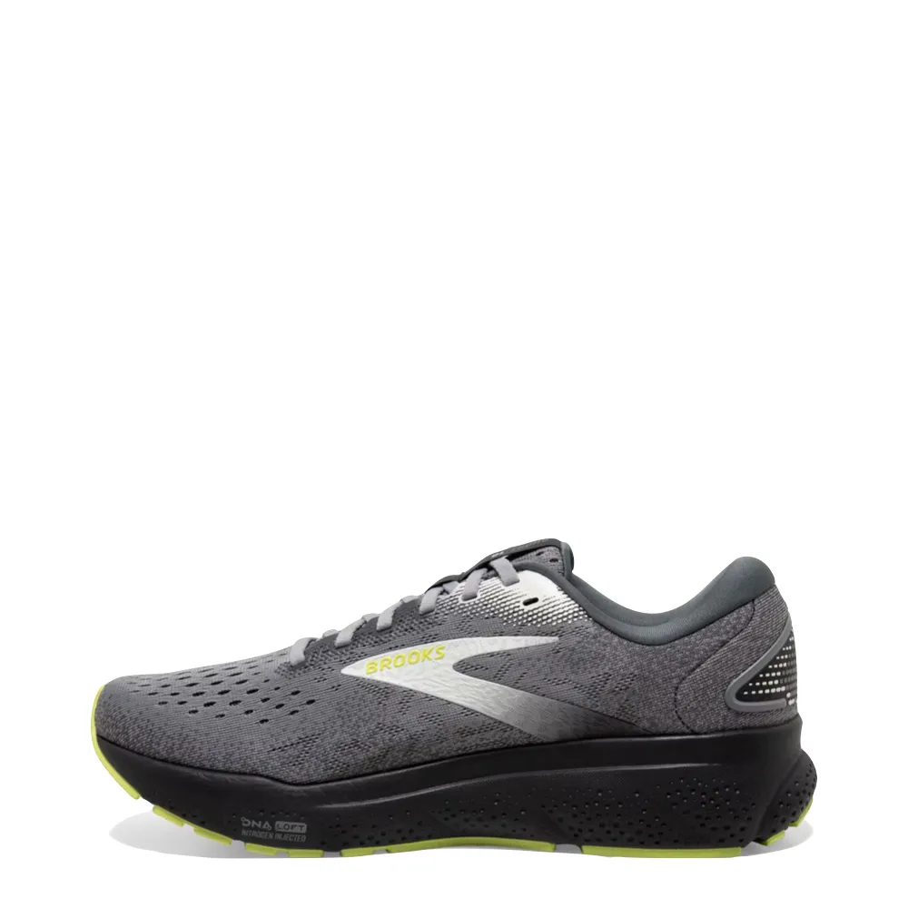 Brooks Men's Ghost 16 Sneaker in Primer/Grey/Lime Contoured Footbed Smart Trend