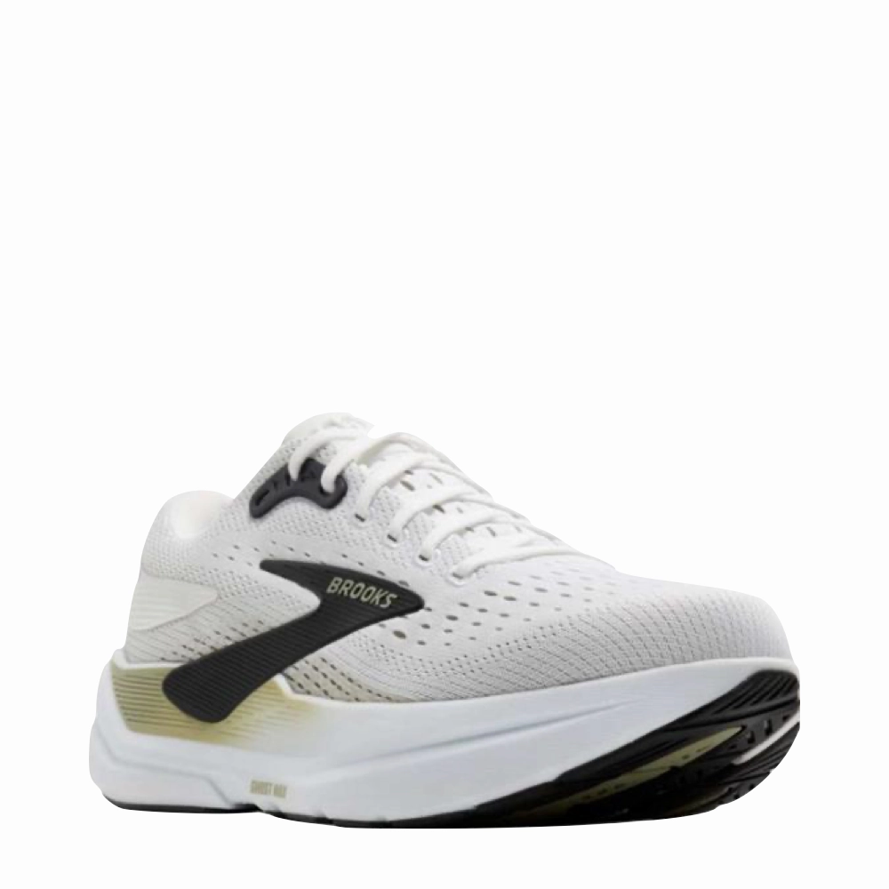 Brooks Men's Ghost Max 3 Sneaker in Bright White/Tea/Black Soft Footbed Mold Cushioned Fit