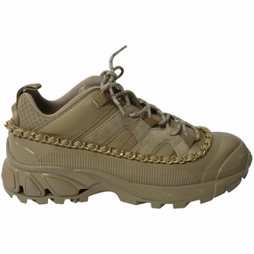 Calm Fit Burberry Gold Chain Arthur Sneakers in Khaki Leather