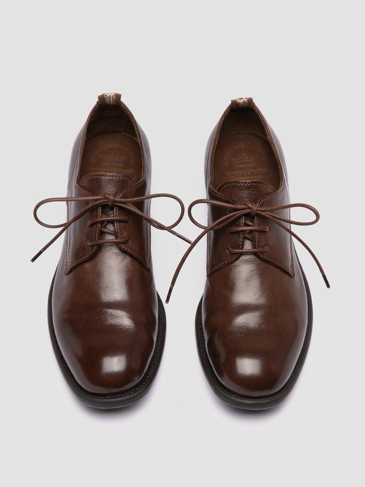 CALIXTE 068 - Brown Leather Derby Shoes Strong Shade Stable Movement