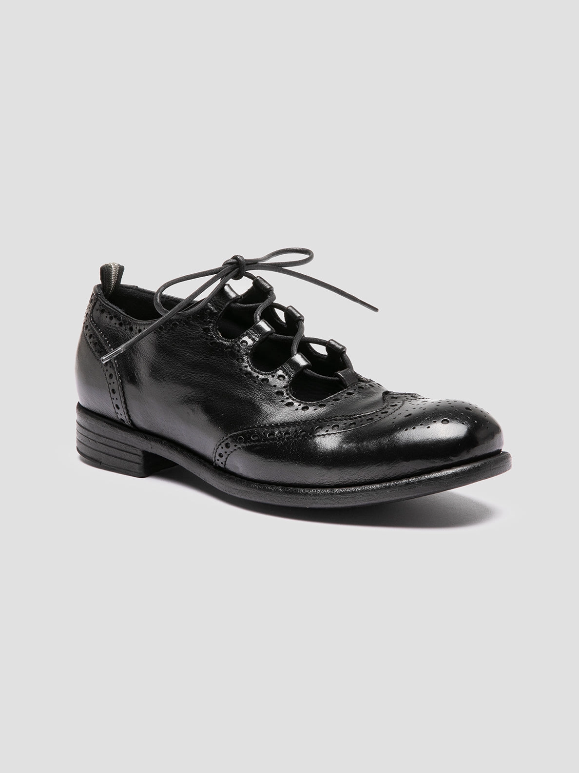 CALIXTE 079 - Black Leather Oxford Shoes Base Comfort