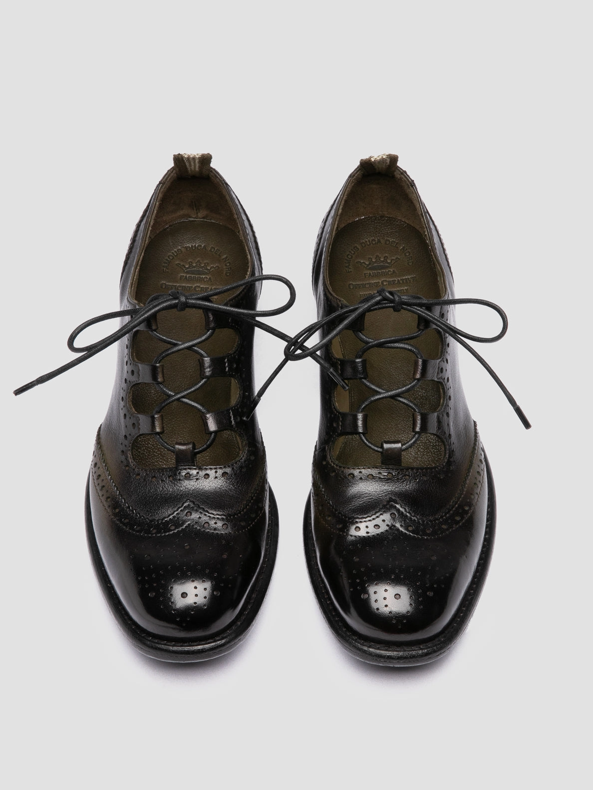 CALIXTE 084 - Dark Green Leather Oxford Shoes Always Fit