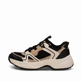 Women's Sif Tech Sneakers In Coffee Cream Balanced Sole Reinforced Heel Cap
