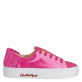 Charlotte Olympia Ladies Pink Satin Sneakers Arch Technology Outdoor Walking