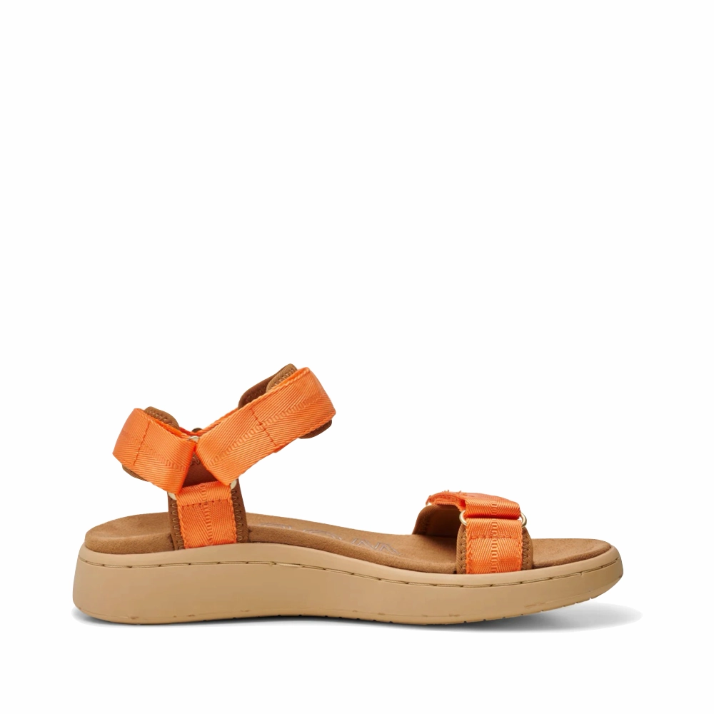 New York Woden Women's Line Strap Sandal in Tiger Orange
