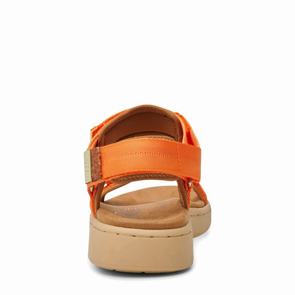 Soft Landing Everyday Essential Woden Women's Line Strap Sandal in Tiger Orange