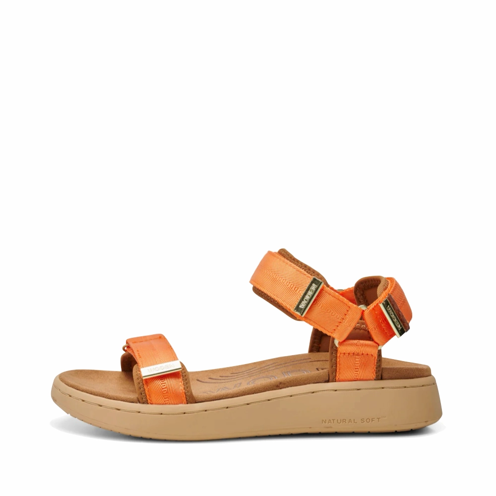 Woden Women's Line Strap Sandal in Tiger Orange Link Walk