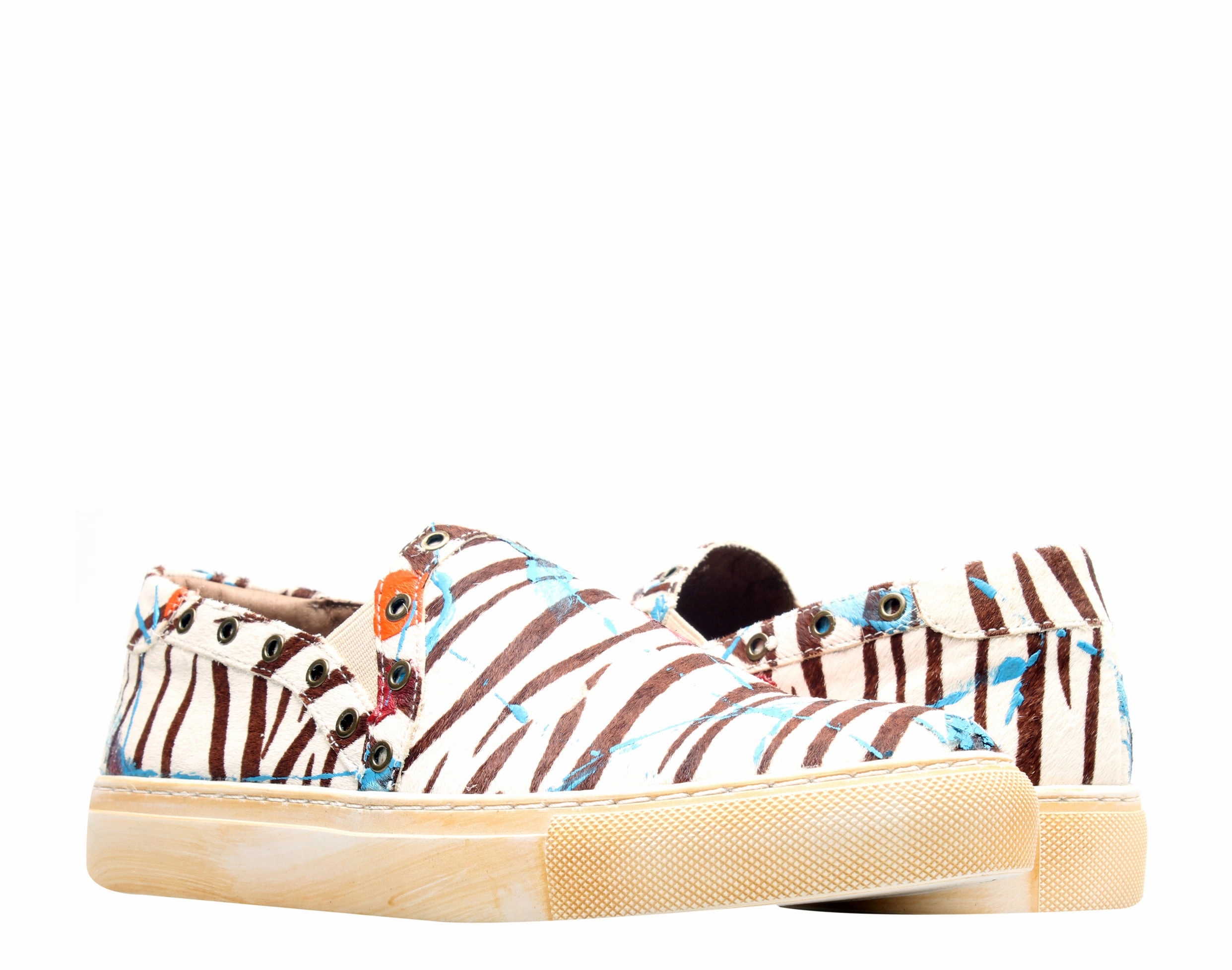 Chocolat Blu Nayla Zebra Multi Calf Hair White/Black Women's Slip-On Sneaker Walk More Smart Choice