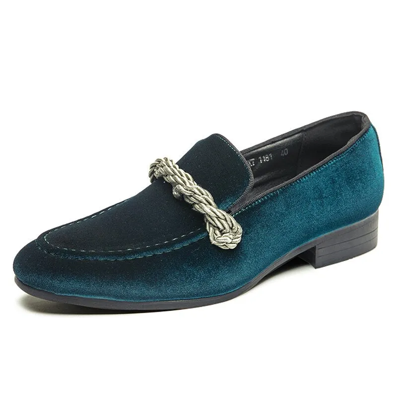 Safe Walk Relaxed Outfit The WEH - Ribbon Decorated Suede Leather Loafers For Men