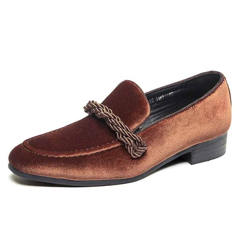 The WEH - Ribbon Decorated Suede Leather Loafers For Men Business Meeting