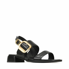 Classic Footwear EOS Women's Tegean Leather Heeled Sandal in Black Onyx